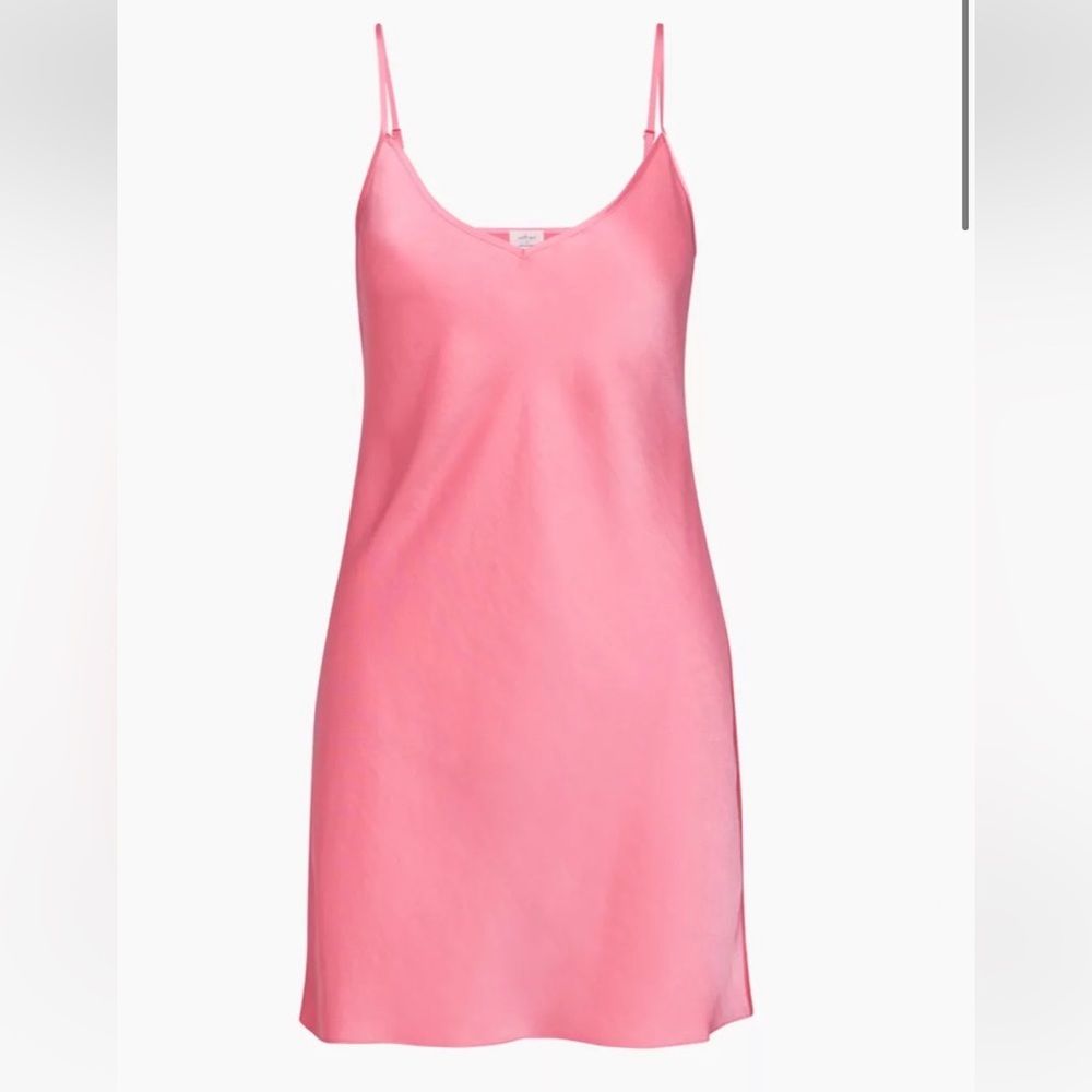 Aritzia Pink Satin Slip Mini Dress